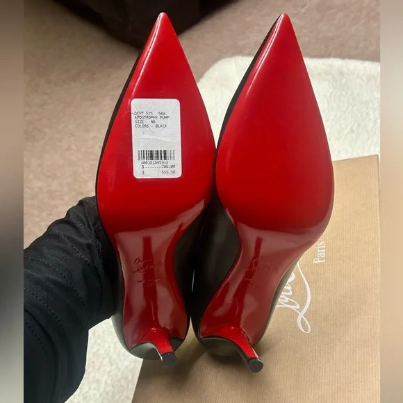 NWT Christian Louboutin Black Apostrophy Nappa Leather 85MM Pumps Size 40 - Picture 5 of 13